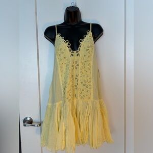 Free People Intimately Yellow Lace Sundress, M .  Perfect for spring.
